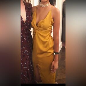 Yellow Twist Midi Dress